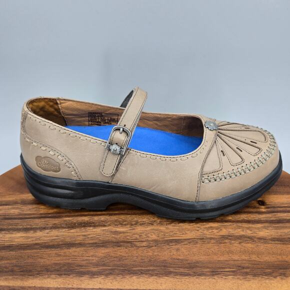 Dr Comfort Paradise Shoes Womens 6.5 Extra Wide Taupe Leather Mary Jane Orthotic - Picture 2 of 7